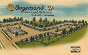 Birdseye Bozeman's Court Restaurant 1940s Postcard Nashville Tennessee 4884