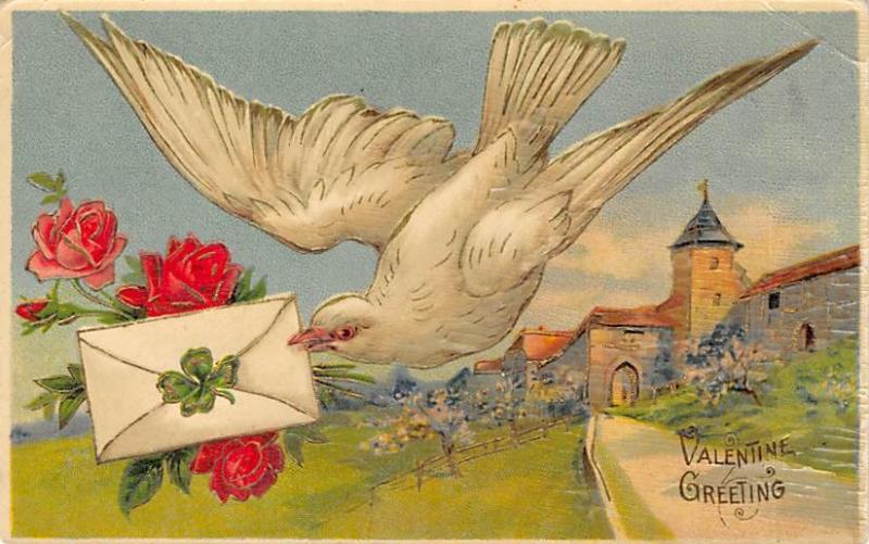 Valentines Day 1908 missing Stamp card is dried out