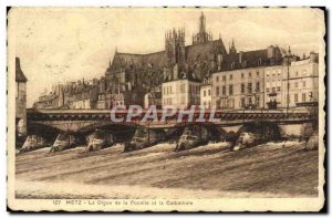 Old Postcard Metz La Digue and the Maid of the Cathedral