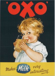 Advertising Postcard - Robert Opie, Oxo, 1930's Girl Drinking Milk Ref.RR16704