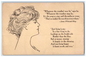 c1910's Pretty Woman Poem James Whitcomb Riley Unposted Antique Postcard