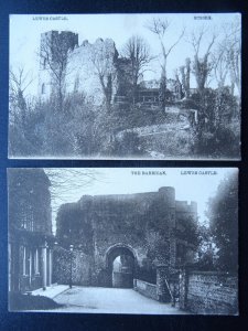 Sussex 2 x LEWES CASTLE & The Barbican - Old Postcard