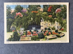 The GrottoOfLourdes FranciscanMonastery Washington DC Linen Postcard H2045082409