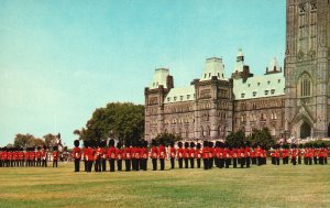 Vintage Postcard Changing Of The Guards Event Parliament Hill Ottawa Canada