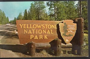 Wyoming Interior Sign at the Entrance Yellowstone National Park pm1974 - Chrome