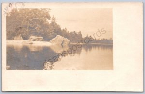 K16/ Westerly Rhode Island RPPC Postcard c1910 Shoreline Boulder  117