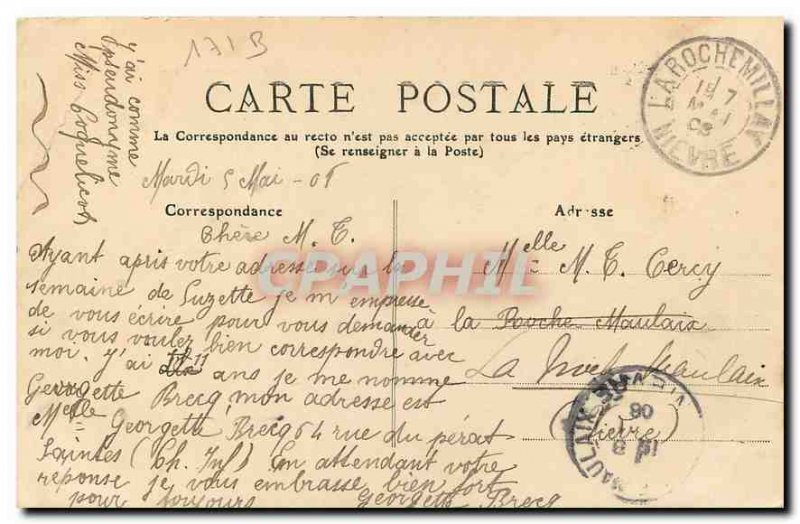 Old Postcard Saintes Les Arenes and the steeple