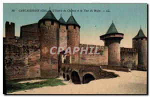 Old Postcard Carcassonne The Entrance of the Castle and the Tower of Major