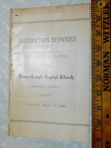 1885 Recognition of Rev Emory J Haynes as Pastor Tremont Temple, Boston, MA A0