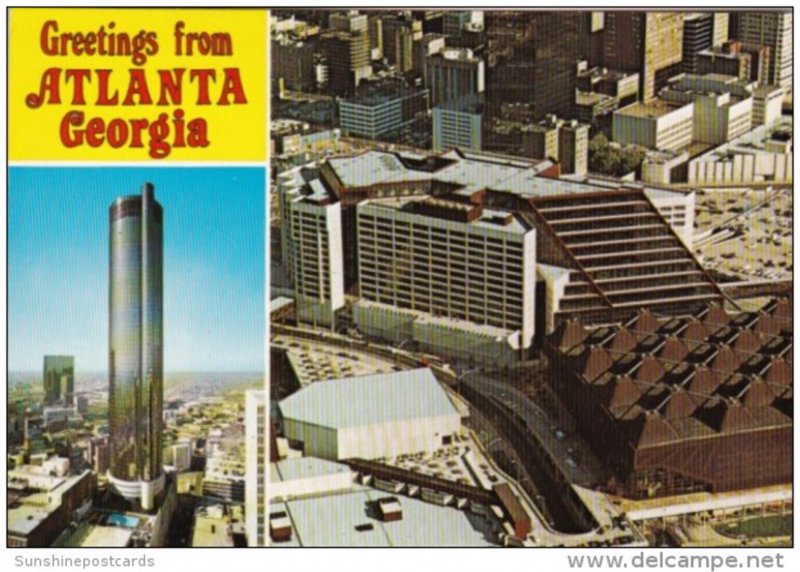 Georgia Greetings From Atlanta The Peachtree Plaza and Omni International Com...