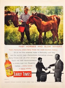 Vintage Early Times Bourbon Ad March 1956 Kentucky Fast Horses Slow Whiskey