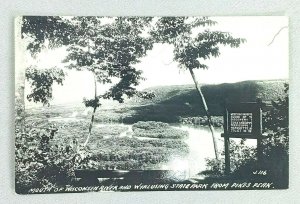 Vintage Postcard RPPC Mouth of Wisconsin River & Wyalusung State Park Pikes Peak