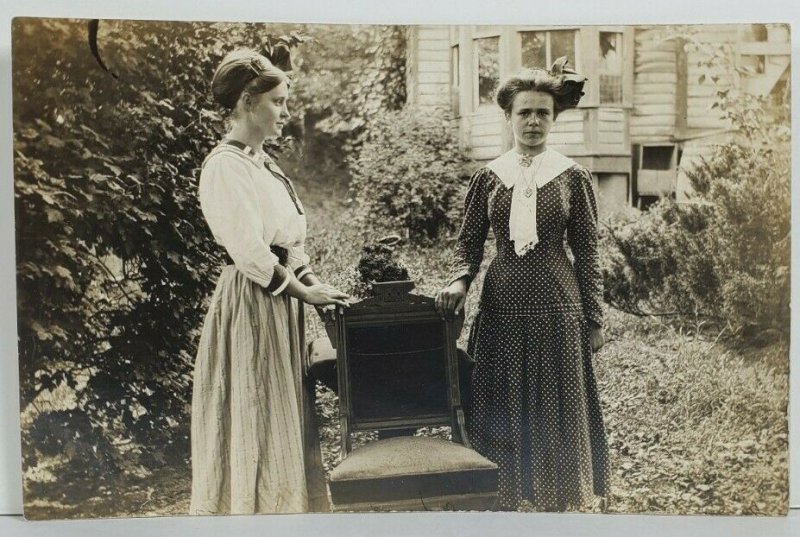 Real Photo Victorian Era Women Beautiful Updo Hair Style RPPC Postcard P11