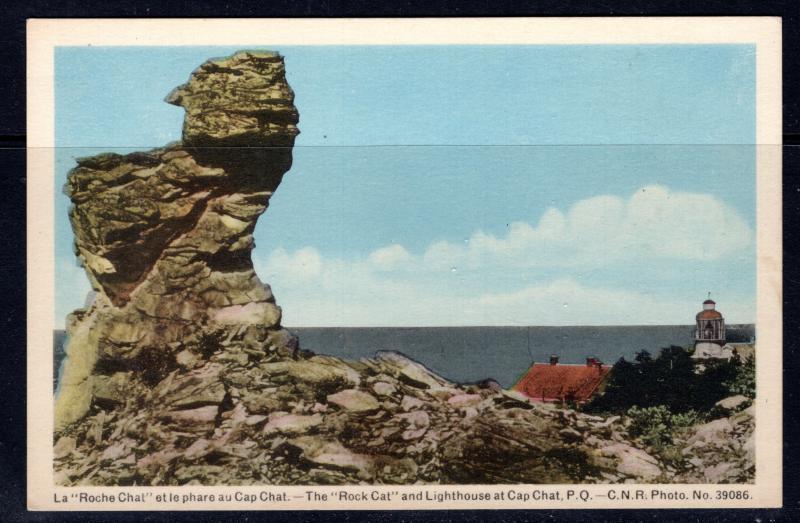 Vintage Postcard Rock Cat Lighthouse Cape Chat Qc Hippostcard