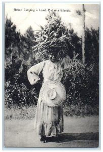 c1910 Native Carrying A Load Bahama Islands Bahamas Antique Postcard