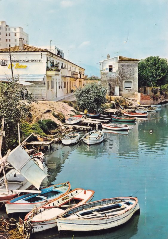 Gandia Fishing Boats on Saint St Nicolas River Spanish Postcard