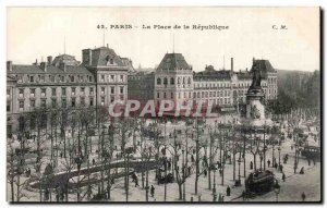 Old Postcard Paris Place de La Republique