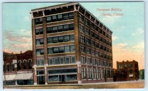 TOPEKA, Kansas KS ~ Street Scene THOMPSON BUILDING ca 1910s  Postcard