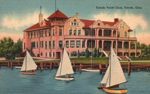 Vintage Postcard Yacht Club Building At The Back Toledo Ohio Hirsch News Agency