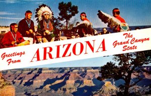 Arizona Greetings From The Grand Canyon State With Hopi Indians Peforming Tri...