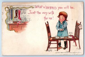 Raphael Tuck E Curtis Signed Postcard Woman Selling Bargain Washington DC 1906