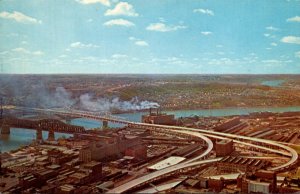 Brent Spence Bridge Over Ohio River Between Covington Kentucky and Cincinnati...