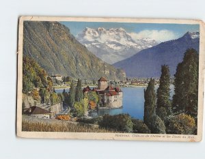 Postcard Chateau de Chillon et les Deats du Midi Montreaux Switzerland