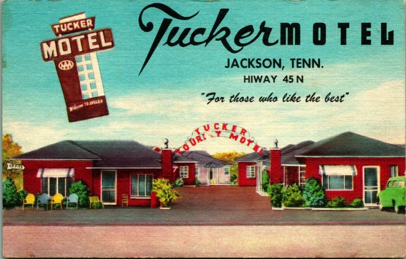 Jackson Tennessee TN Tucker Motel Highwy 45 North UNP Vtg Linen Postcard