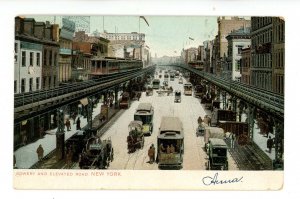 NY - New York City. Bowery & Elevated Road ca 1908