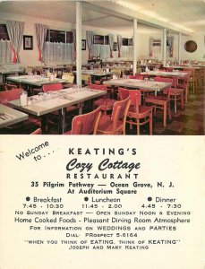 Chrome Postcard; Keating's Cozy Cottage Restaurant, Ocean Grove NJ Unposted