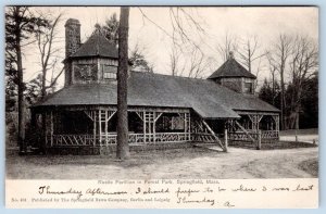 1904 RUSTIC PAVILION IN FOREST PARK SPRINGFIELD MASSACHUSETTS ANTIQUE POSTCARD
