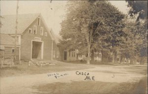 Casco Maine ME Stock Farm & Street View c1910 Real Photo Postcard