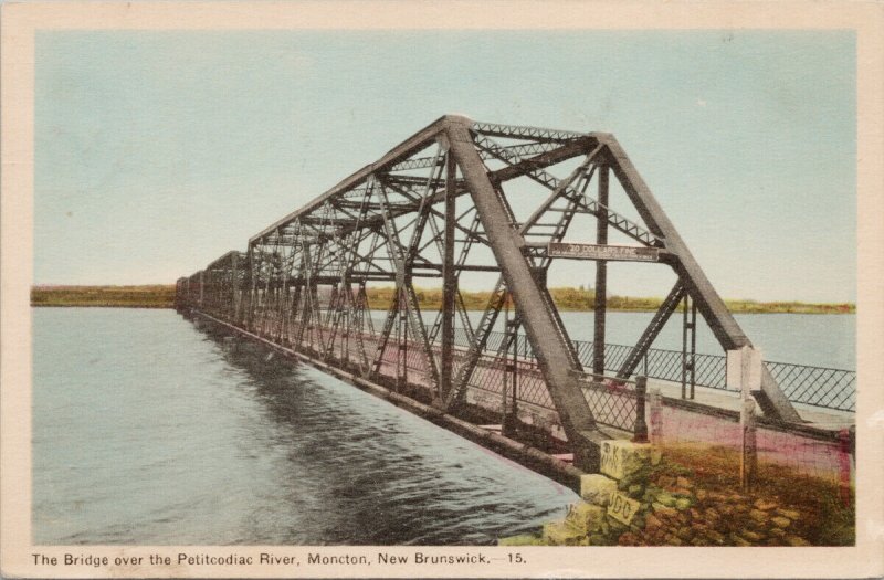 Moncton NB Bridge Petitcodiac River New Brunswick PECO Postcard E98