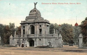 DETROIT, Michigan MI   WATER WORKS PARK ENTRANCE Ladies~Early Auto 1909 Postcard