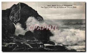 Old Postcard Saint Guenole Penmarch A wave passing through them I Enter Hole ...