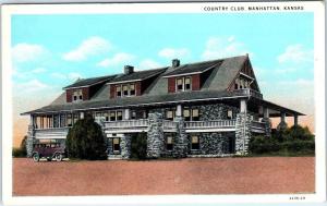 MANHATTAN, KS Kansas   COUNTRY CLUB   c1920s   Car   Postcard