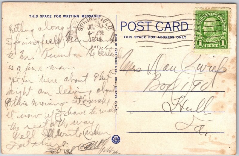 1934 The Quadrangle State Teachers College Springfield Missouri Posted Postcard