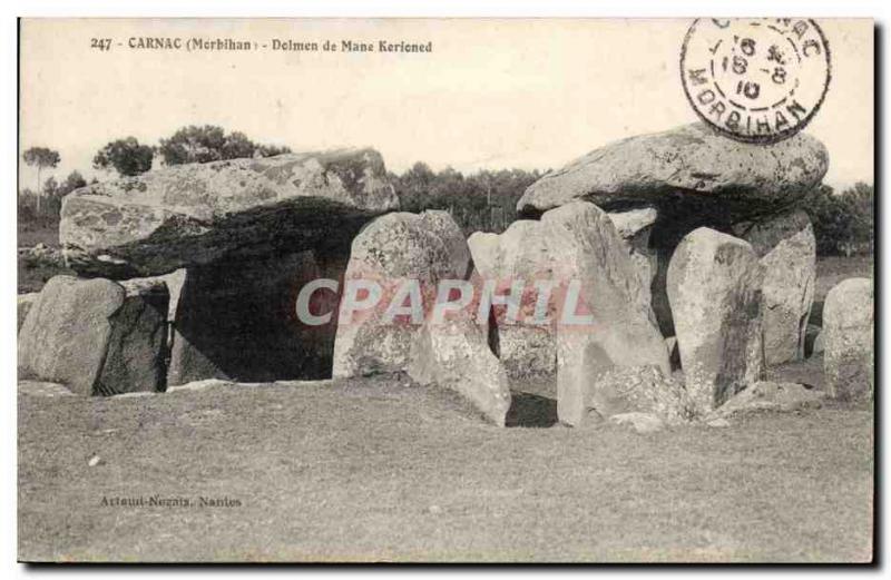 Old Postcard Dolmen Menhir Carnac Dolmen mane Kerioned