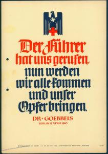 3rd Reich Germany Fuehrer Calls Us Goebbels Wochenspruche der NSDAP Propag 82253