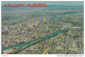 Aerial View, Bow River, Calgary, Alberta, Canada, 40-60´s