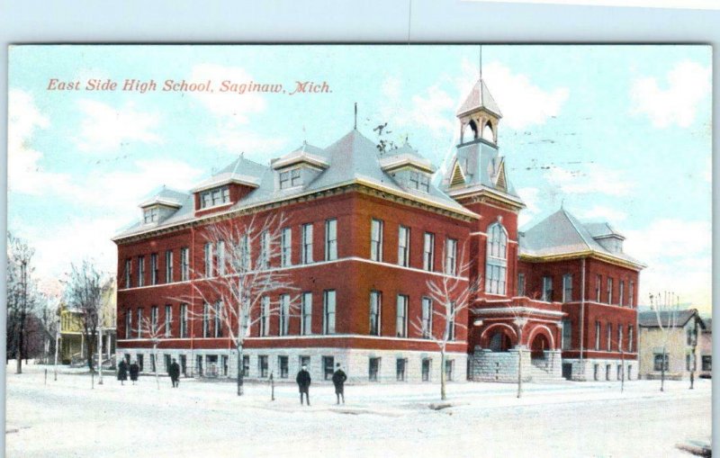 SAGINAW, Michigan  MI  ~ EAST SIDE HIGH SCHOOL  1911    Postcard