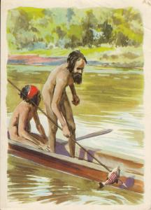 Australian native types fishing boat fishermen Snella Bilder card