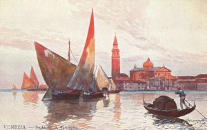 Vintage Postcard 1910's Isola Di S. Giorgio Venezia Boats Venice Italy