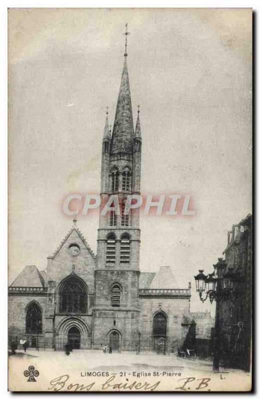 Old Postcard Limoges Eglise Saint Pierre