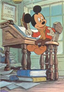 Mickey Mouse time is money Disney characters postcard
