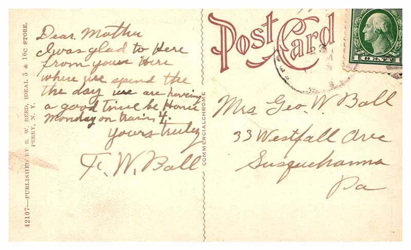 Postcard BRIDGE SCENE Perry New York NY AT8039