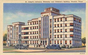 St Josephs Infirmary Maternity Children Hospital Houston Texas linen postcard