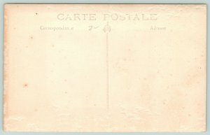 RPPC Lovely Lady~Bride in Wedding Gown~Kneels Over Chair w/Catholic Rosary~c1910