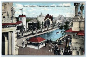 1915 Chutes East Boardwalk & Racing Coaster White City Chicago Illinois Postcard