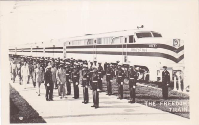 The Freedom Train Spirit Of 1776 With Marines In Dress Uniform Real Photo